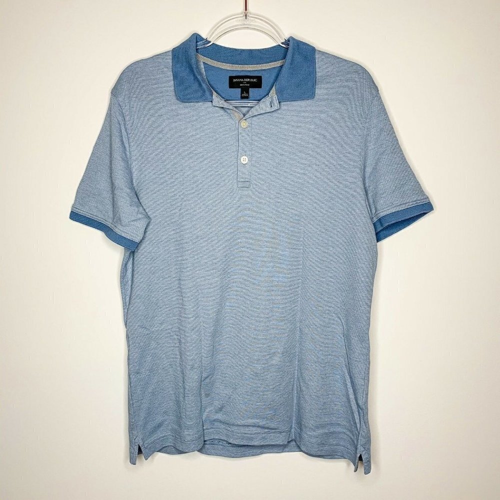Banana Republic Polo Shirt Men Large Blue Dress Polo Collared‎ Short Sleeve